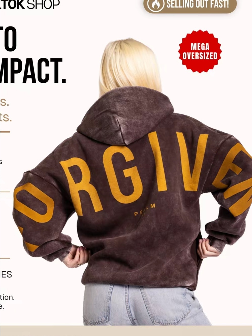 GLO jeans Oversized Brown Hoodie with Yellow Lettering